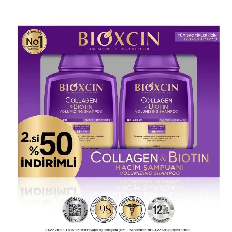 Bioxcin Collagen & Biotin Şampuan 300 Ml 2 Li