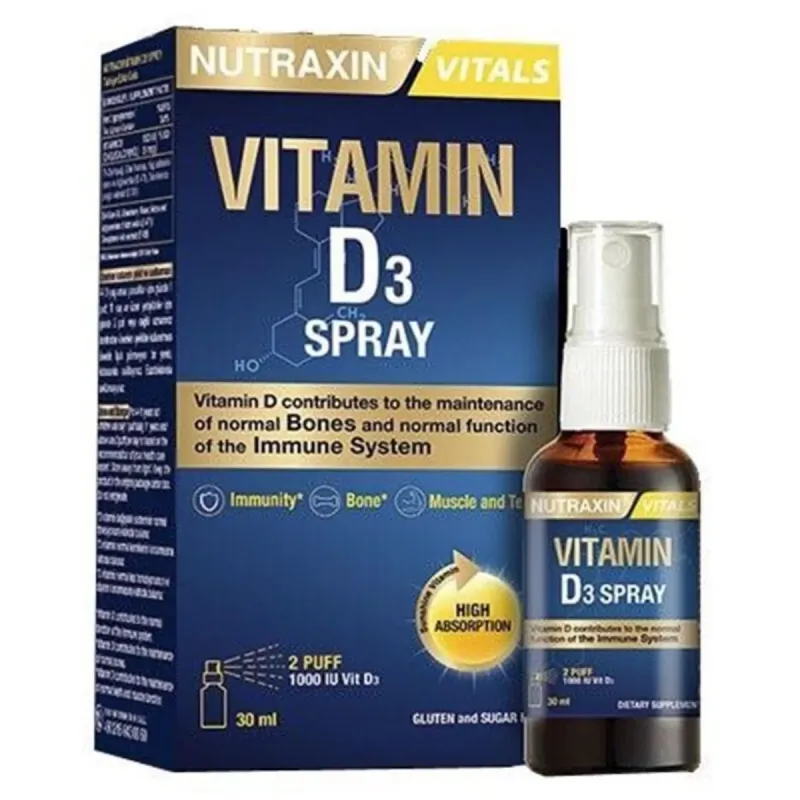 Nutraxin Vitamin D3 Sprey 1000 Iu 30 Ml