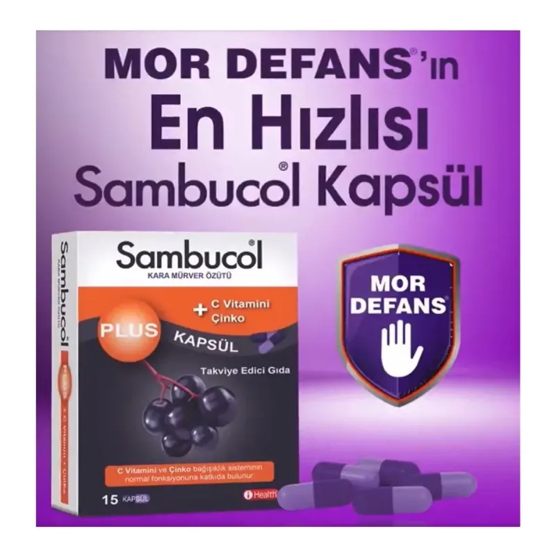 Sambucol Plus Kara Mürver Özütü + C Vitamini & Çinko 15 Kapsül