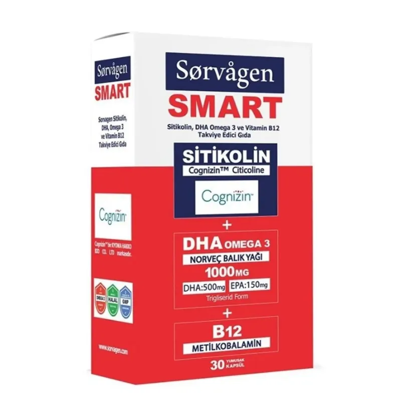 Sorvagen Smart Sitikolin Dha Omega 3 Ve B12 30 Kapsül